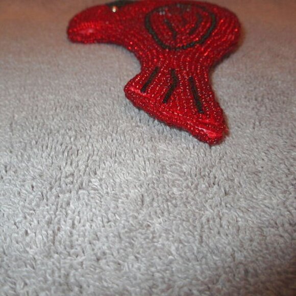 Vintage Red Cardinal Beaded Coin Purse Stash Pouch Lined Zipper Ornate Bird NEW - Picture 6 of 8